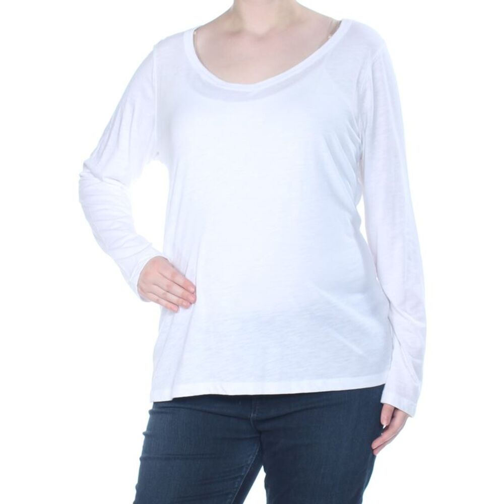 BOBBIE & BROOKS Womens White Long Sleeve Scoop Neck Top Plus Size: 2X